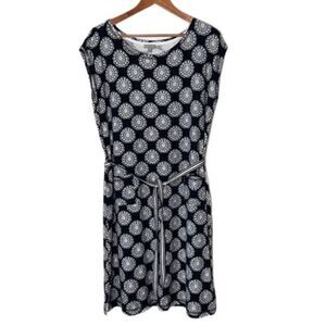 T by Talbots Floral Print Sleeveless Pullover Self Tie Belt Dress